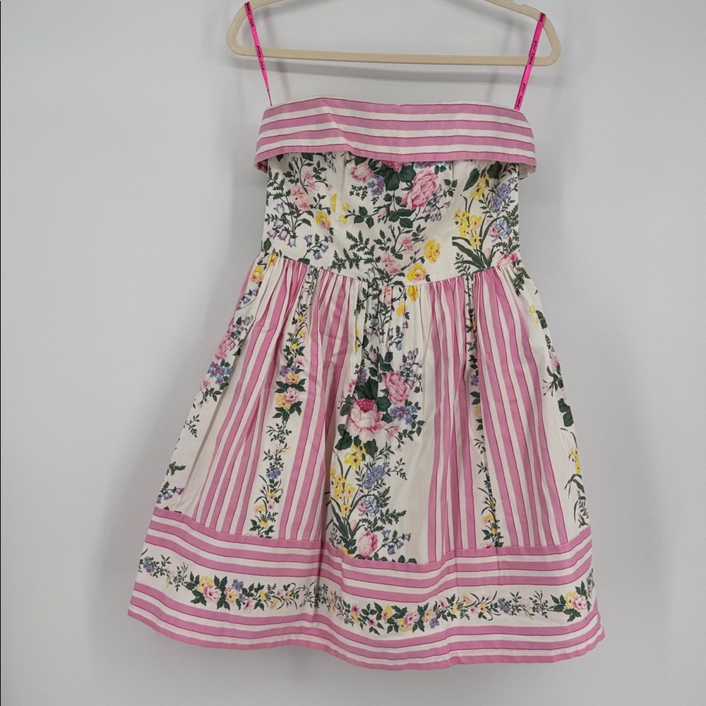 Betsey Johnson Pink Green Strapless A-Line Dress - Picture 3 of 9